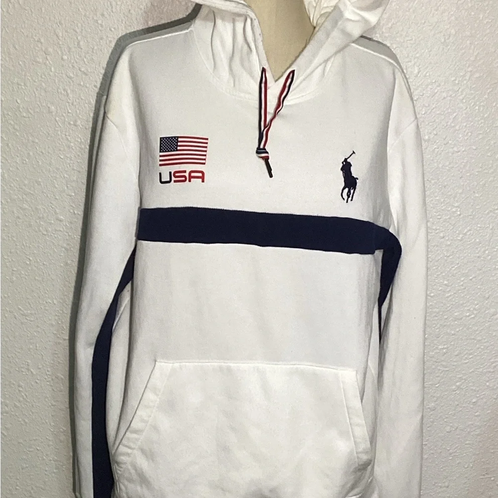 Polo by Ralph Lauren White Hoodie with USA Flag size large